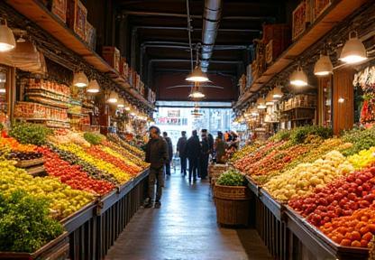 Interior view of a local Istanbul market