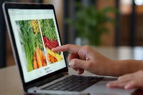 Person selecting groceries online